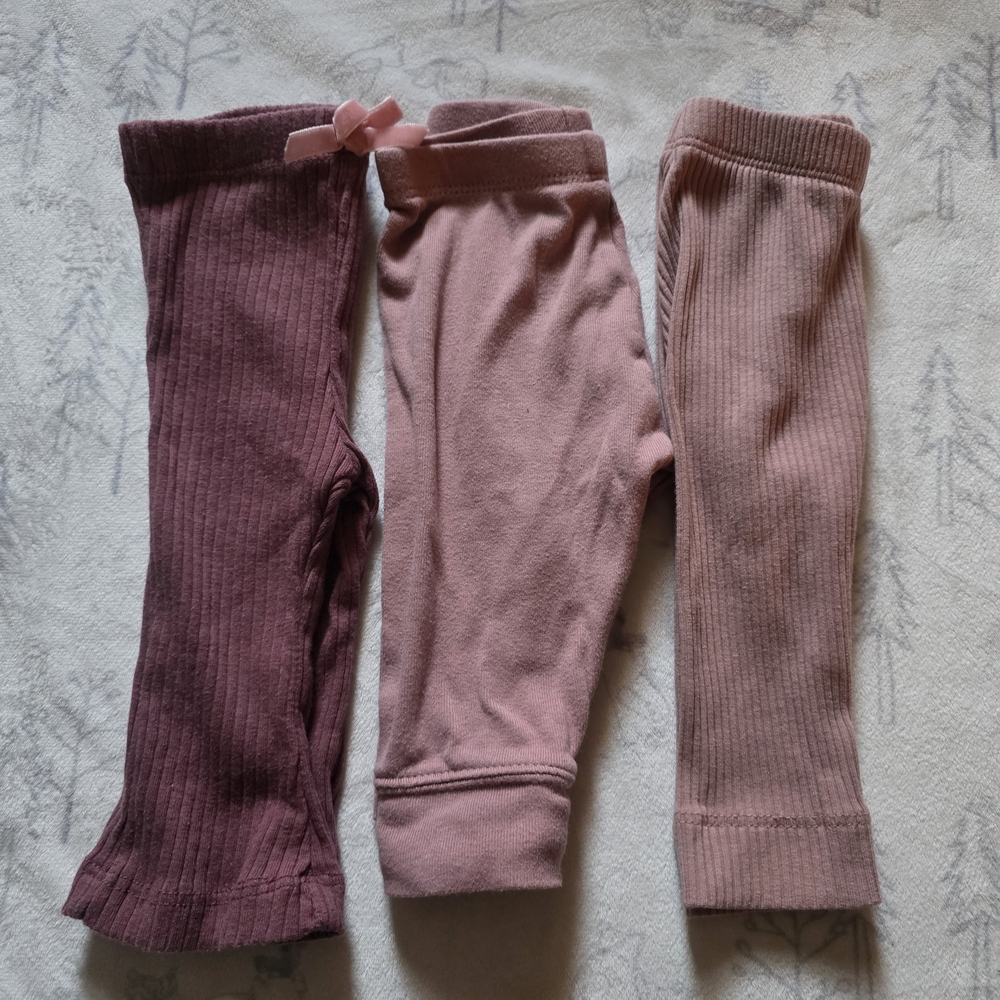 0-3 Baby Leggings Set - Dark Pink, Light Pink, Pink